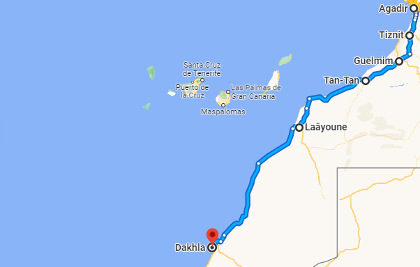 Agadir Dakhla 1100km 15h